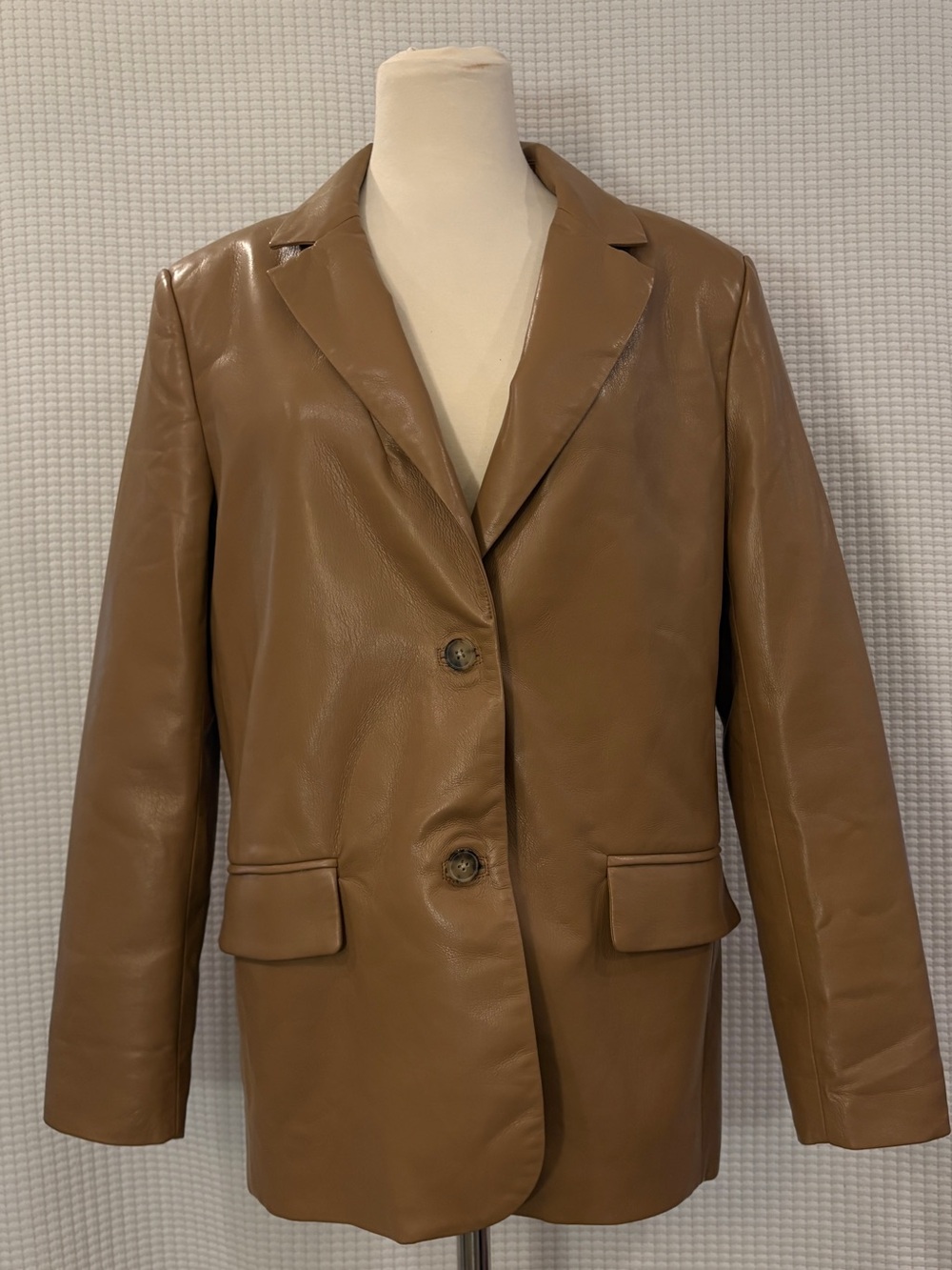 Aritzia Wilfred Memories Vegan Leather Blazer Constant Camel Size S fall season - Picture 2 of 15